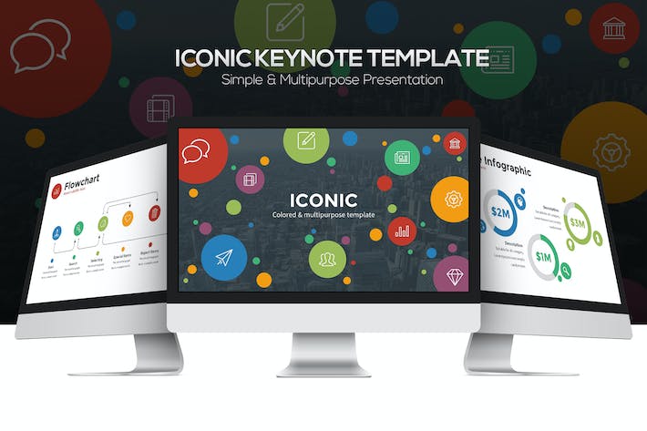 图标设计视觉展示推广Keynote模板 - 顶尖PPT