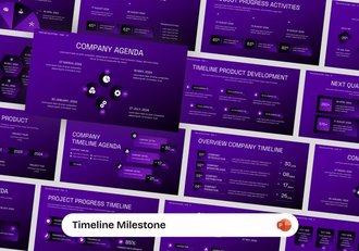 紫色拟态设计风格共时间轴里程碑PPT模板 - 顶尖PPT