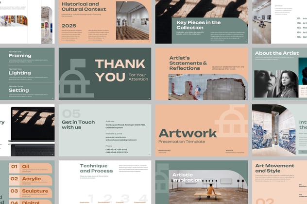 艺术品创意视觉展览PPT模板 - 顶尖PPT