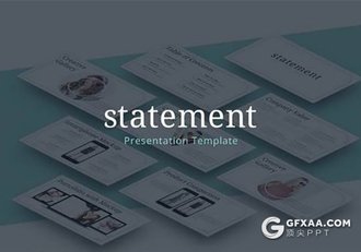 50页5种配色主题商务线框风格keynote模板 - 顶尖PPT