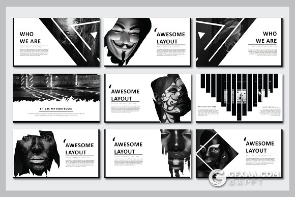 80页黑色时尚流行杂志风格PPT模板 - 顶尖PPT