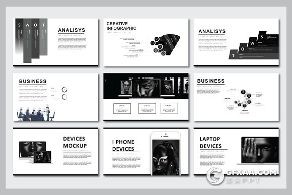 80页黑色时尚流行杂志风格PPT模板 - 顶尖PPT