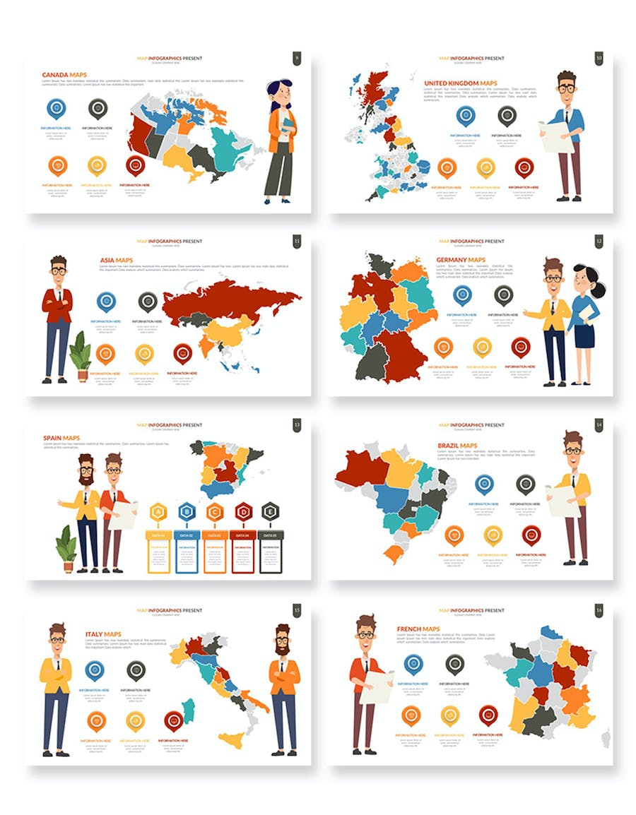 人物插画世界国家地图keynote模板 - 顶尖PPT