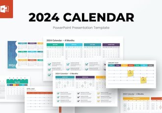 2024年彩色多种样式日历展示PPT模板 - 顶尖PPT