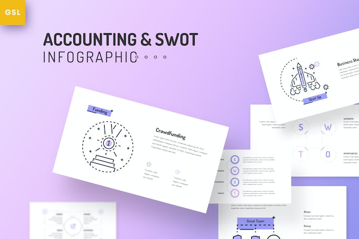 会计SWOT分析信息图表Keynote模板 - 顶尖PPT