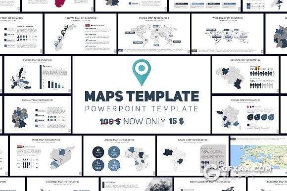 40页世界地图PPT模板 10种配色主题 - 顶尖PPT