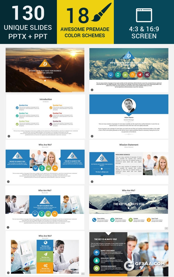 130页商务数据统计分析总结计划PPT模板18种主题配色 - 顶尖PPT