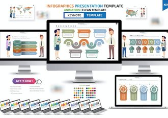 彩色卡通人物商务信息图keynote模板 - 顶尖PPT