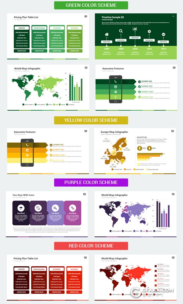 150页欧美商务风格PPT模板18种主题配色 - 顶尖PPT