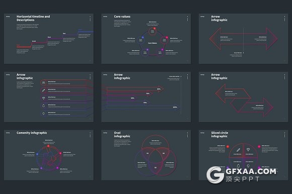 70页神作线性图形图表炫彩配色keynote模板 - 顶尖PPT