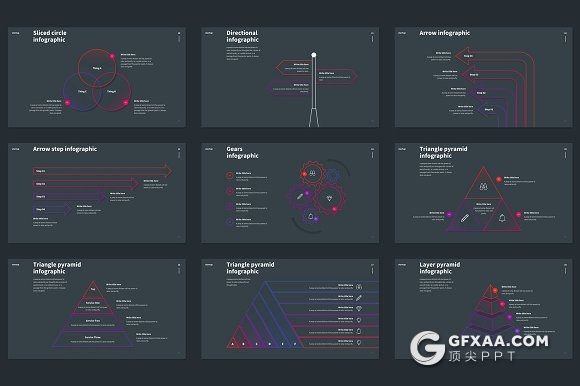 70页神作线性图形图表炫彩配色keynote模板 - 顶尖PPT