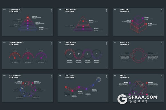 70页神作线性图形图表炫彩配色keynote模板 - 顶尖PPT
