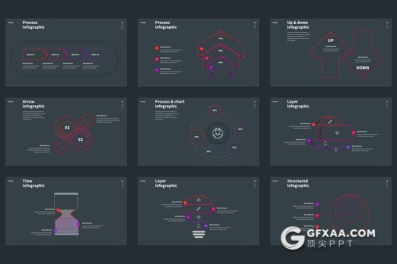 70页神作线性图形图表炫彩配色keynote模板 - 顶尖PPT