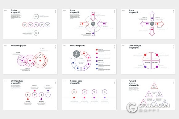 70页神作线性图形图表炫彩配色keynote模板 - 顶尖PPT