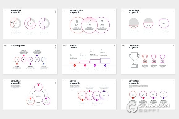 70页神作线性图形图表炫彩配色keynote模板 - 顶尖PPT