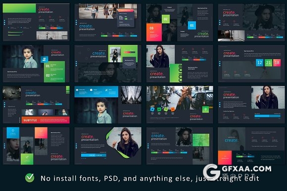 89页酷炫配色精致图形设计国外高端PPT模板 - 顶尖PPT