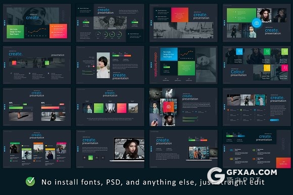 89页酷炫配色精致图形设计国外高端PPT模板 - 顶尖PPT