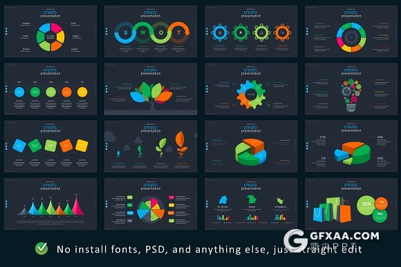 89页酷炫配色精致图形设计国外高端PPT模板 - 顶尖PPT