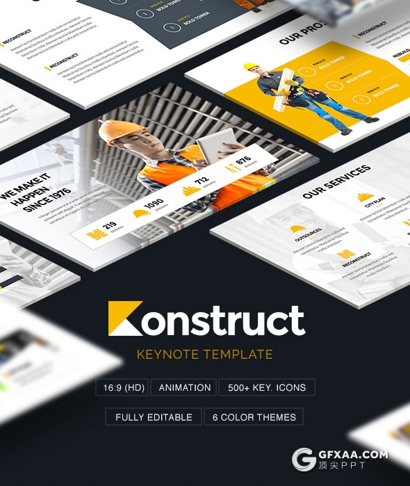 64页施工建筑行业PPT模板 - 顶尖PPT