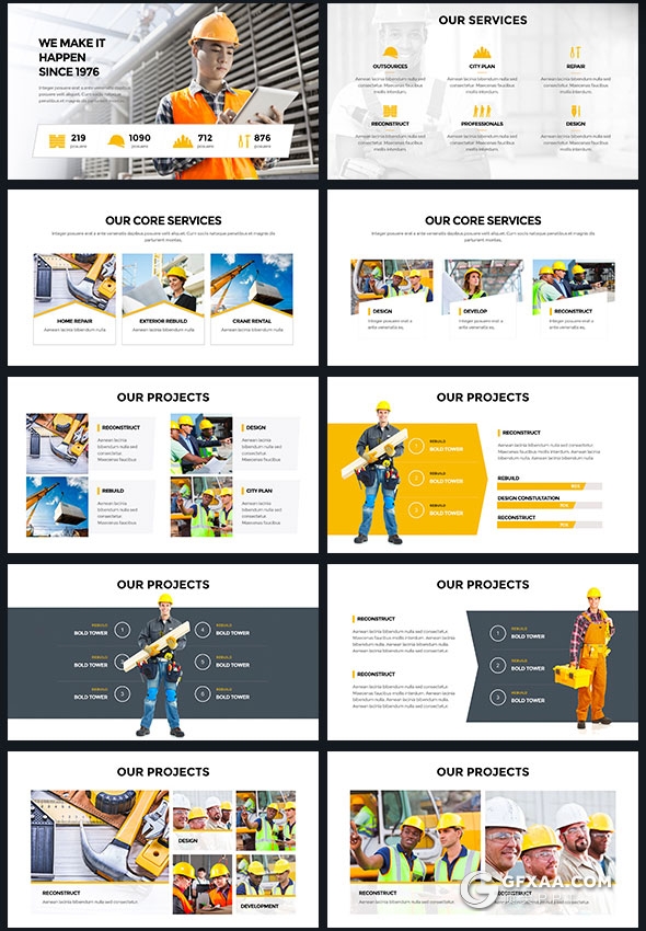 64页施工建筑行业PPT模板 - 顶尖PPT