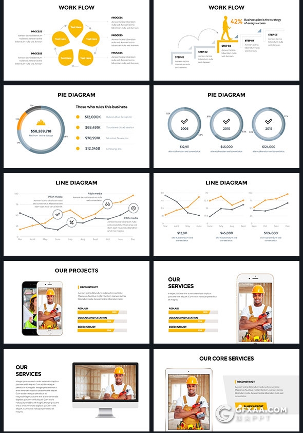 64页施工建筑行业PPT模板 - 顶尖PPT