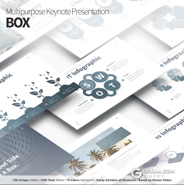 100页10种配色精致图形设计商务通用keynote模板 - 顶尖PPT