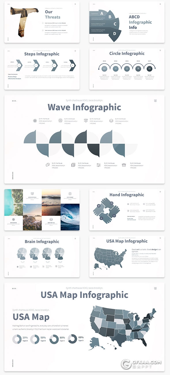 100页10种配色精致图形设计商务通用keynote模板 - 顶尖PPT