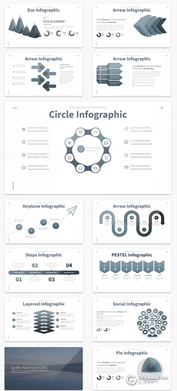 100页10种配色精致图形设计商务通用keynote模板 - 顶尖PPT