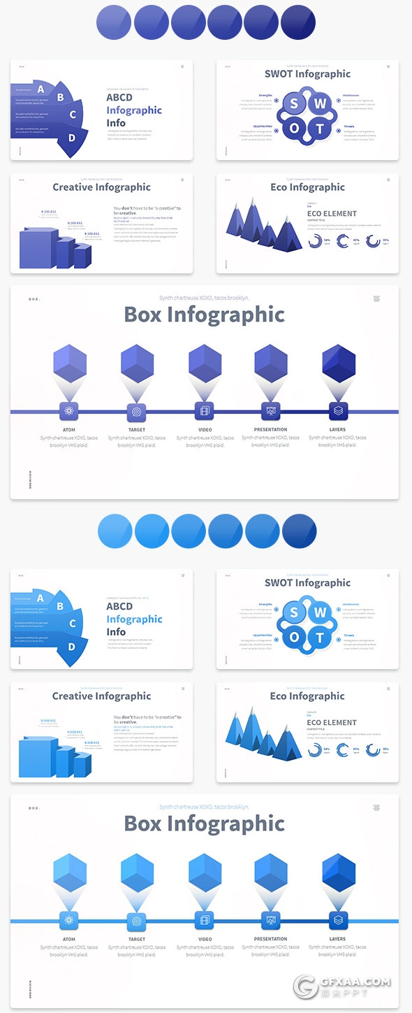 100页10种配色精致图形设计商务通用keynote模板 - 顶尖PPT