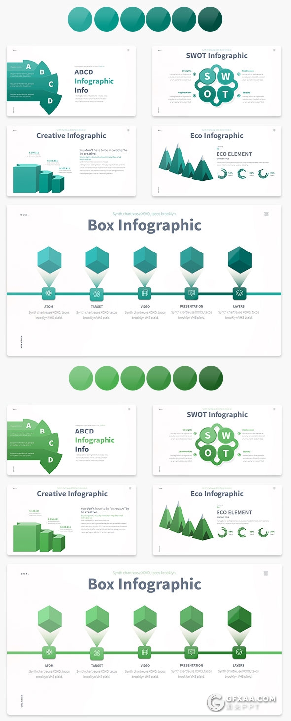 100页10种配色精致图形设计商务通用keynote模板 - 顶尖PPT