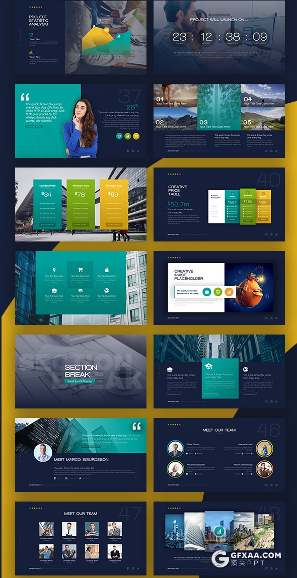 90页创意商务风格PPT模板41种主题配色 - 顶尖PPT