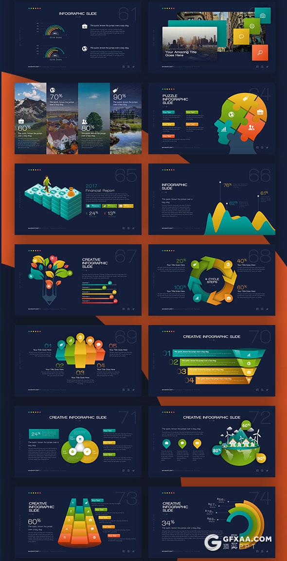 90页创意商务风格PPT模板41种主题配色 - 顶尖PPT