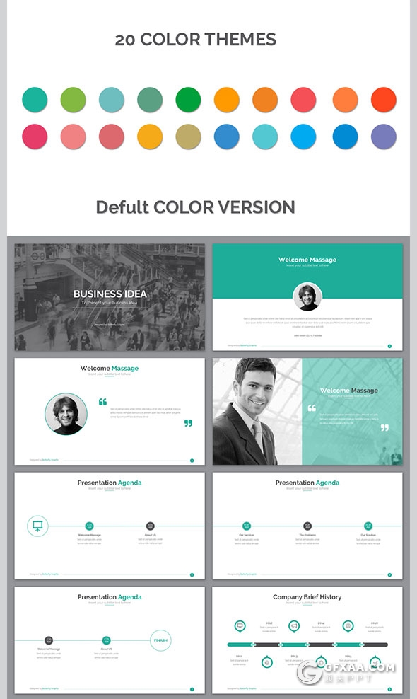 100页国外商务风格PPT模板27种配色主题 - 顶尖PPT