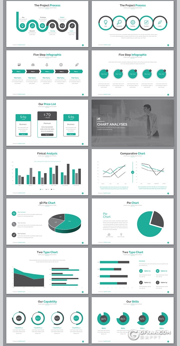 100页国外商务风格PPT模板27种配色主题 - 顶尖PPT