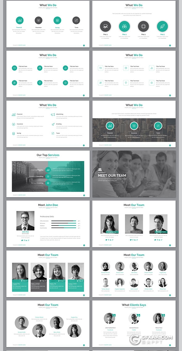 100页国外商务风格PPT模板27种配色主题 - 顶尖PPT