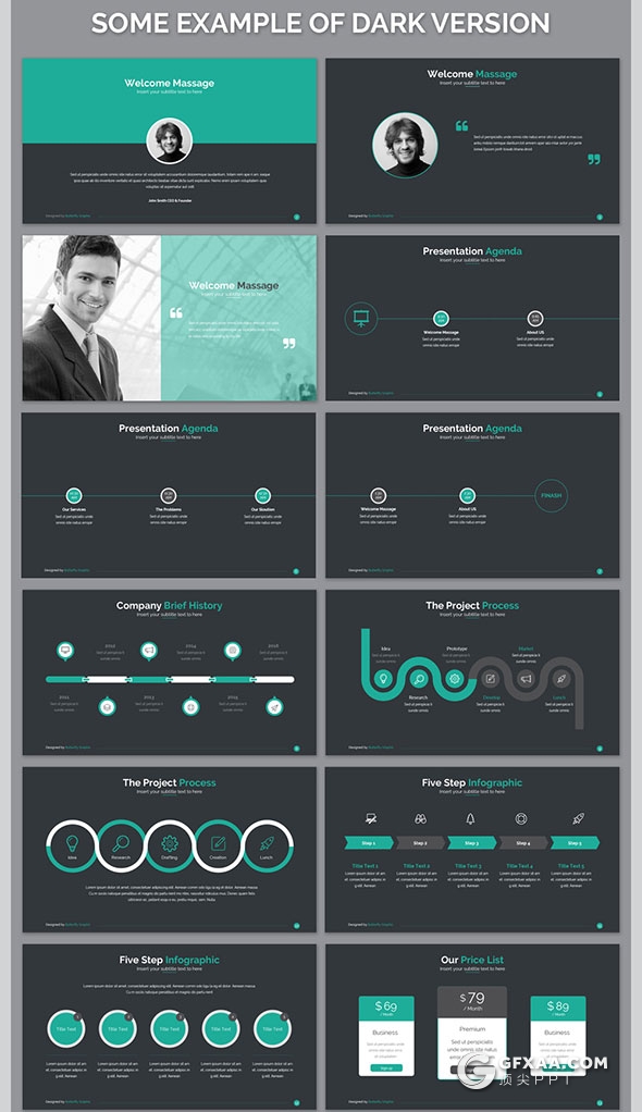 100页国外商务风格PPT模板27种配色主题 - 顶尖PPT