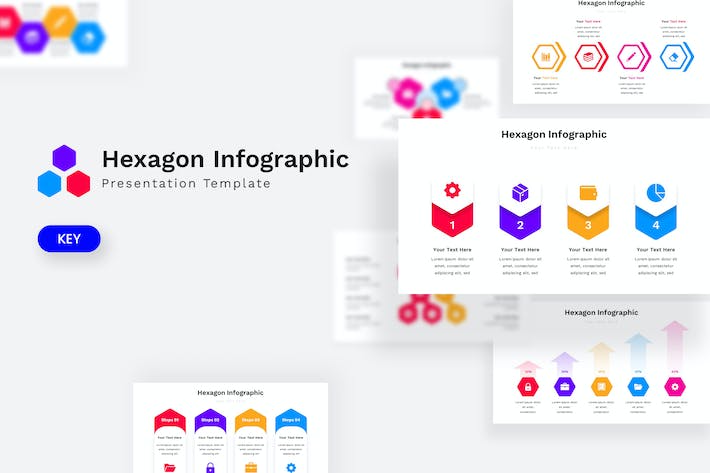 六边形信息图形数据可视化展示Keynote模板 - 顶尖PPT