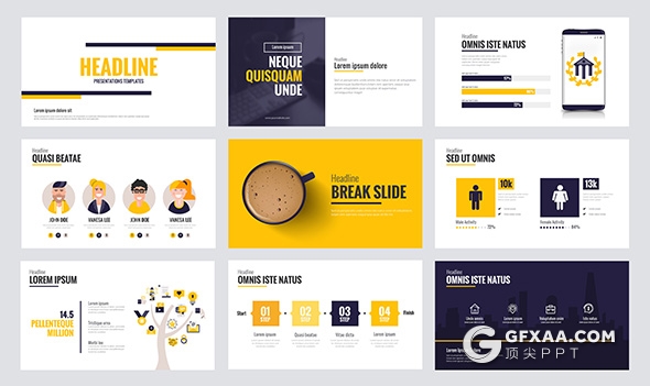 90页卡通风格商务演示文稿AI/EPS/PDF三种格式 - 顶尖PPT