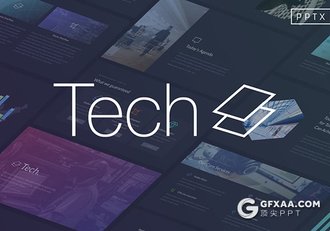 50页深色背景技术展示介绍PPT模板 - 顶尖PPT