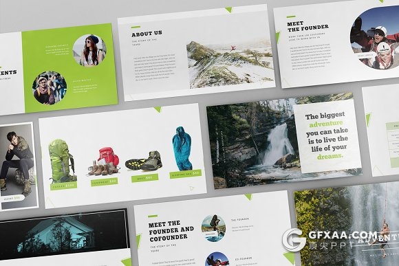 70页户外运动冒险产品促销展示keynote模板 - 顶尖PPT