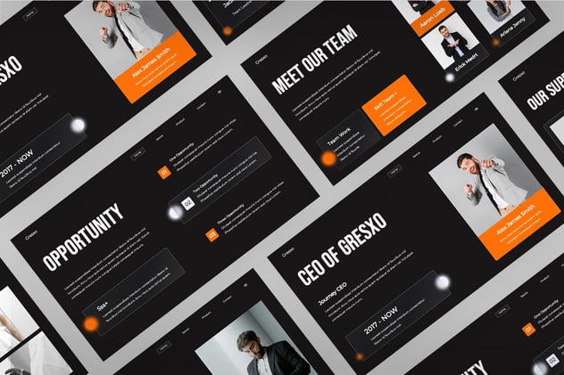 黑橙配色公司简介PPT模板 - 顶尖PPT