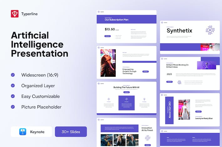 人工智能讲述技术应用发展趋势展示Keynote模板 - 顶尖PPT
