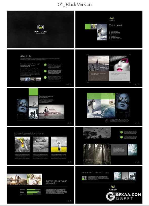 37页摄影照片展示PPT模板 2种底色 - 顶尖PPT