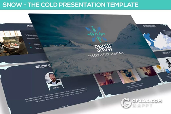 32页创意冬季冰块商务风格PPT模板 - 顶尖PPT