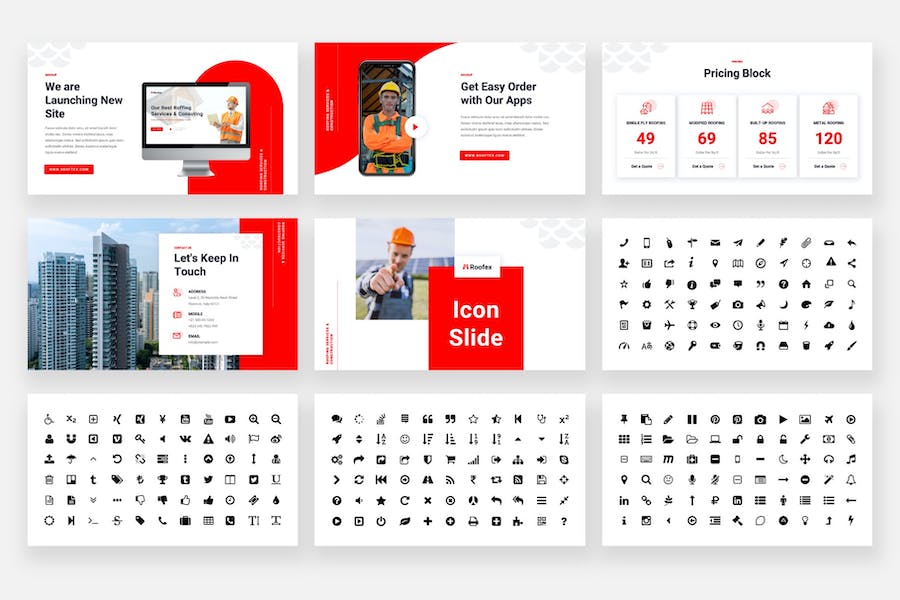 屋顶维修新屋顶安装案例展示公司简介keynote模板 - 顶尖PPT
