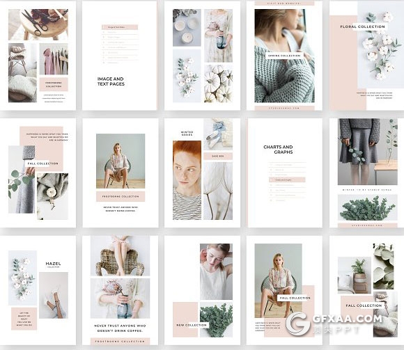 103页A4规格文艺唯美系列PPT画册模板 - 顶尖PPT