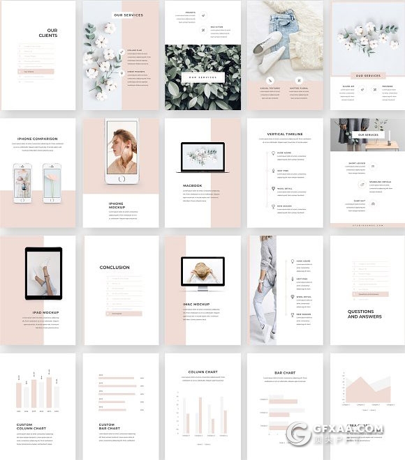 103页A4规格文艺唯美系列PPT画册模板 - 顶尖PPT