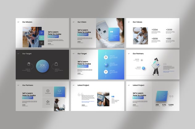 新拟态设计风格幻灯片展示PPT模板 - 顶尖PPT