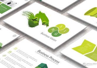 90页创意图形设计绿色商务风格PPT模板 - 顶尖PPT