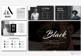 40页黑色极简艺术风格PPT模板 - 顶尖PPT